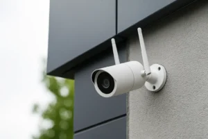 Modern-Wireless-Security-Camera-on-Exterior-Wall